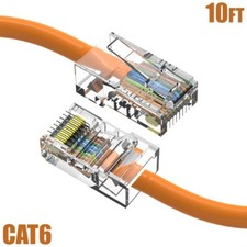 10FT Cat6 RJ45 Ethernet LAN Network UTP Non-Boot Patch Cable Copper 24AWG Orange
