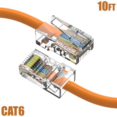 10FT Cat6 RJ45 Ethernet LAN Network UTP Non-Boot Patch Cable Copper 24AWG Orange