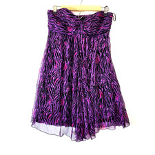 Express Dress Womens SZ 6 Purple Zebra Strapless Silk Mini Zip Lined Party Sheer