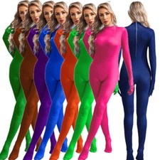 Women Leotard Solid Color Bodysuit Ballet Jumpsuit Stage Exercise Long Sleeve