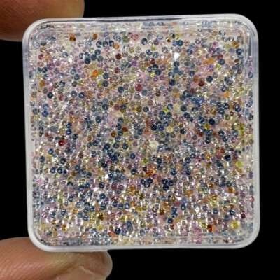 500 Pcs Natural Multi Sapphire 0.9mm-1mm Round Diamond Cut Loose Gemstones Lot