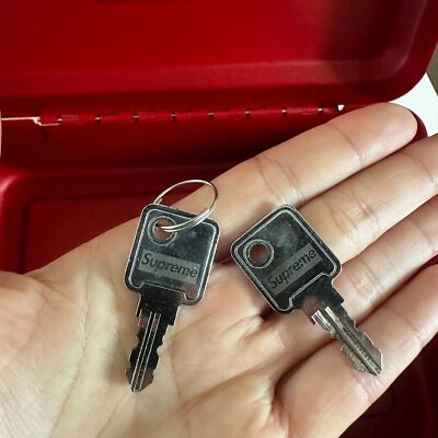 Rare Supreme Red White Box Logo Tool Box Lockbox with Lock & Keys