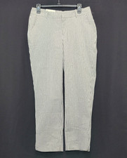 Women's Mid-Rise Slim Casual Ankle Pants - A New Day Gray White Stripe Size 4