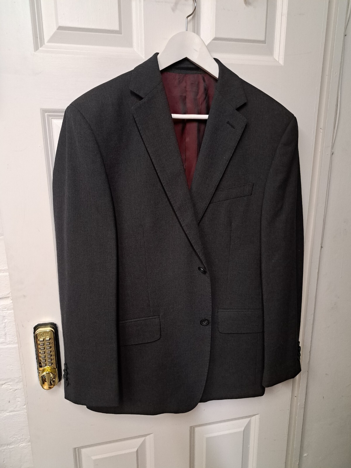 Tuta TM Lewin grigio antracite UK 38 corta Savile fila lana 2 pezzi London Jermyn