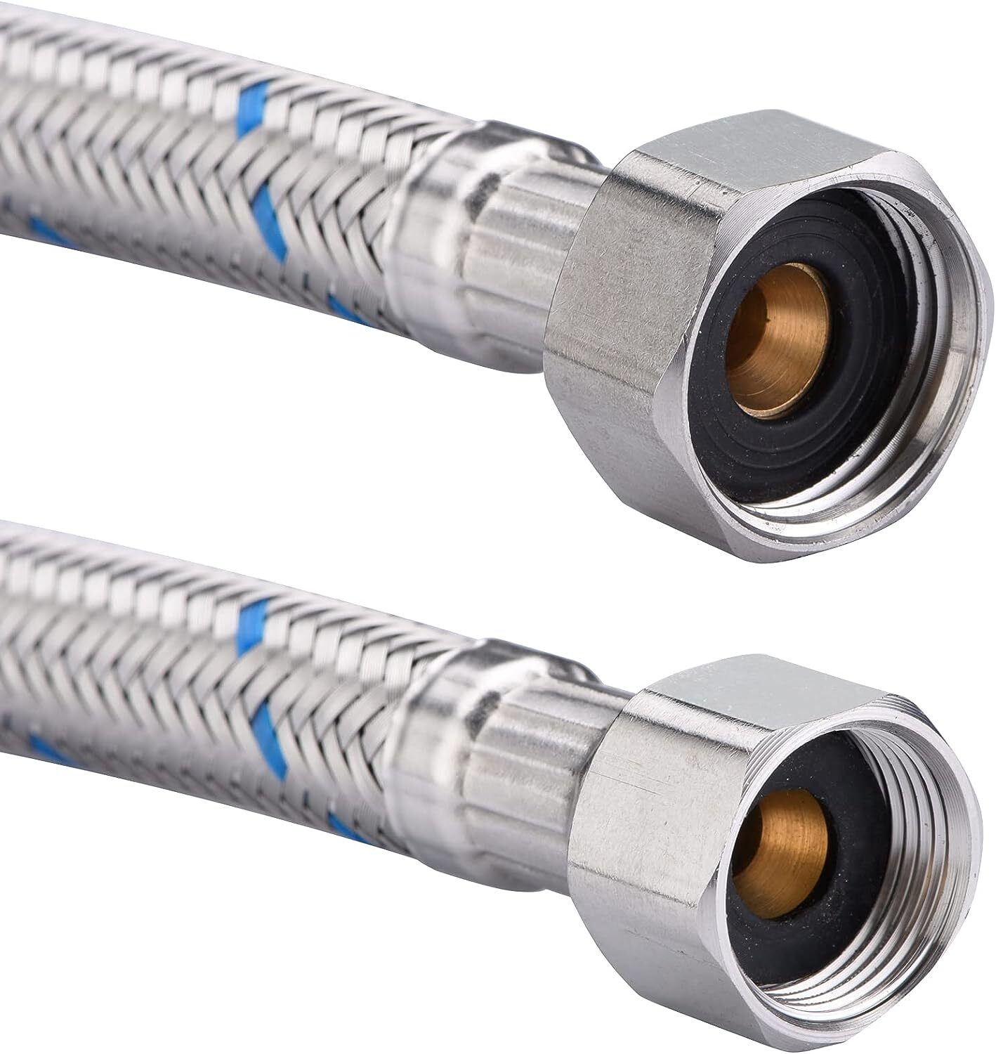 Braided Stainless Steel Faucet Supply Lines 24 Inch Length 1/2Inch FIP