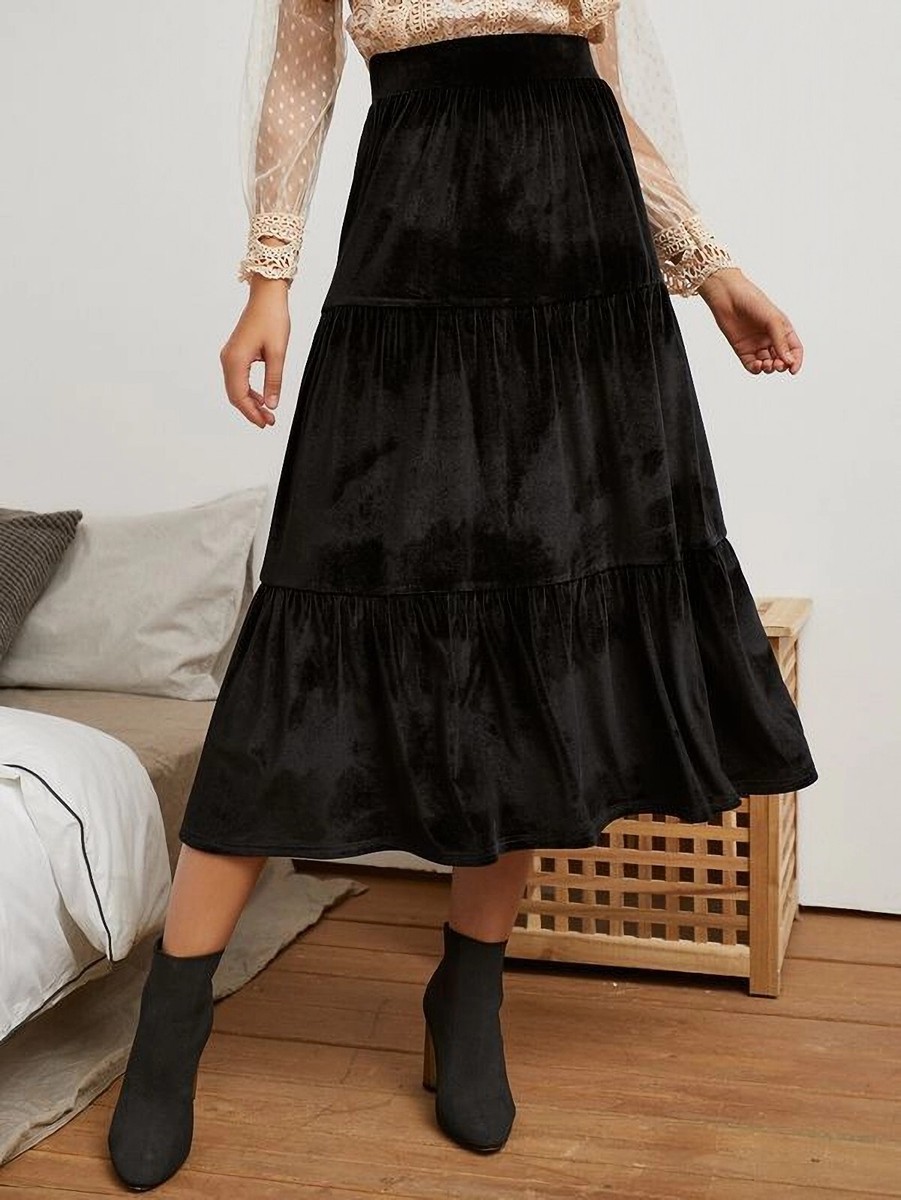 Womens Clothing Velvet Skirt Midi Black Express Black Velvet Skirt