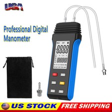 Digital Manometer Dual Port Air Pressure Gauge Differential HVAC Gas Test Meter