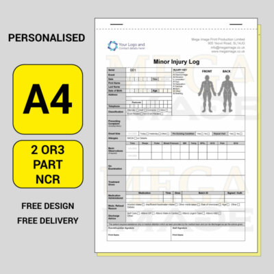 Formular Meldung kleinerer Verletzungen, personalisiert bedruckt NCR, A4-Größe