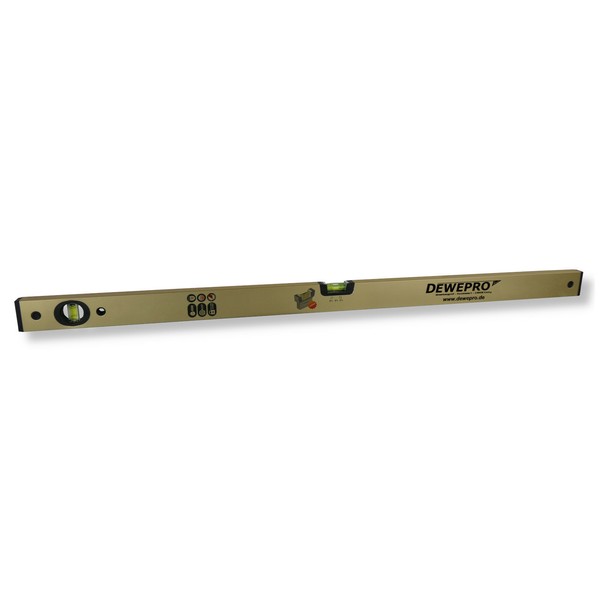 Wasserwaage 180Cm Dewepro Aluminium Profi Richtwaage, Gold Eloxiert, 2 Libellen-image
