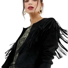 Kate Spade Daisi Black Suede Fringe Jacket (uk 4) Rrp £895