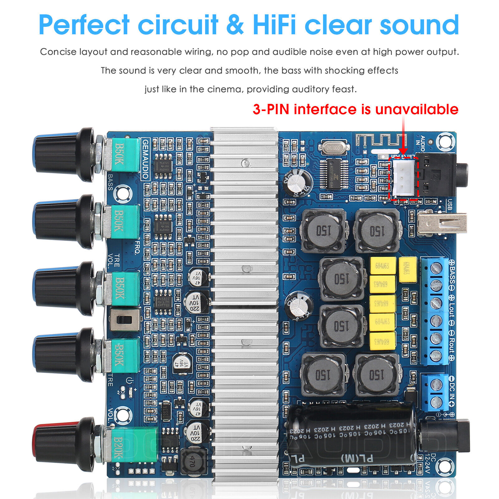 Bluetooth Verstärker Board HiFi Stereo 2.1Channel TPA3116 Audio Amplifier Module