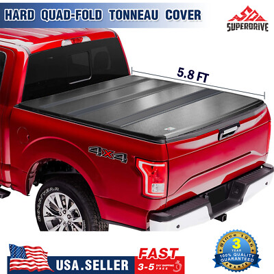 For 2004-2013 Chevy Silverado / GMC Sierra 5'8'' Bed Quad-Fold Hard Tonneau Cover