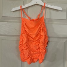 free people FP Movement Women's Shirr Enough Tank Neon Coral Small NWT