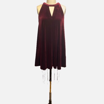 Cynthia Rowley Burgundy Velvet Keyhole Sleeveless Trapeze Dress - Size S |  eBay
