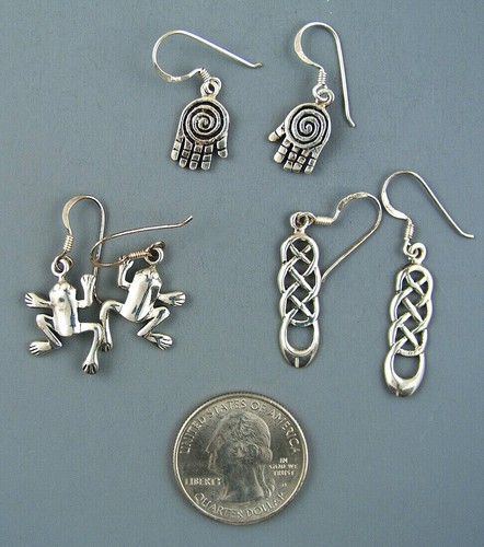 3 PAIR STERLING SILVER EARRINGS - Picture 2 of 3