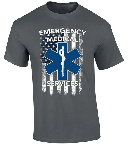 EMS Emergency Medical Services EMT Paramedic First Responder US Flag T-Shirt