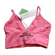 STELLA MCCARTNEY Logo Seamless Cotton Longline Bralette Soft Cup Bra pink Size S