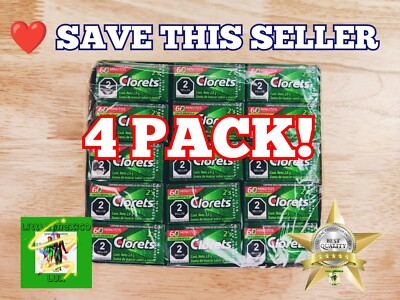 4 PACK! CLORETS 60 PACK OF MINT Flavored Gum 480 Pieces Of Gum !  