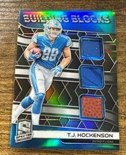 T.J. Hockenson 2019 Panini Spectra Building Blocks Triple PW Patch /99 Rookie RC