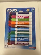 Expo 21 Pk Dry Erase Markers Chisel Tip Multicolored - New