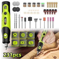 231PCS Electric Variable Speed Rotary Tool Kit Home Grinder Cutter USB Engraving