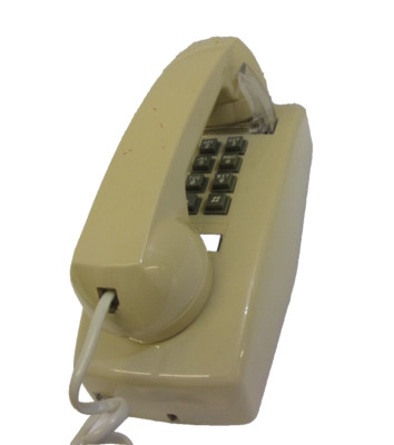 Single Line Wall Touch Tone Phone Metal Base w Volume Control Handset.