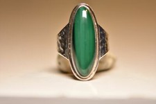 long malachite ring hammered band sterling silver women men