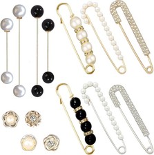 Pearl Brooch Pins Set of 14 for Sweaters, Dresses, and Accessories