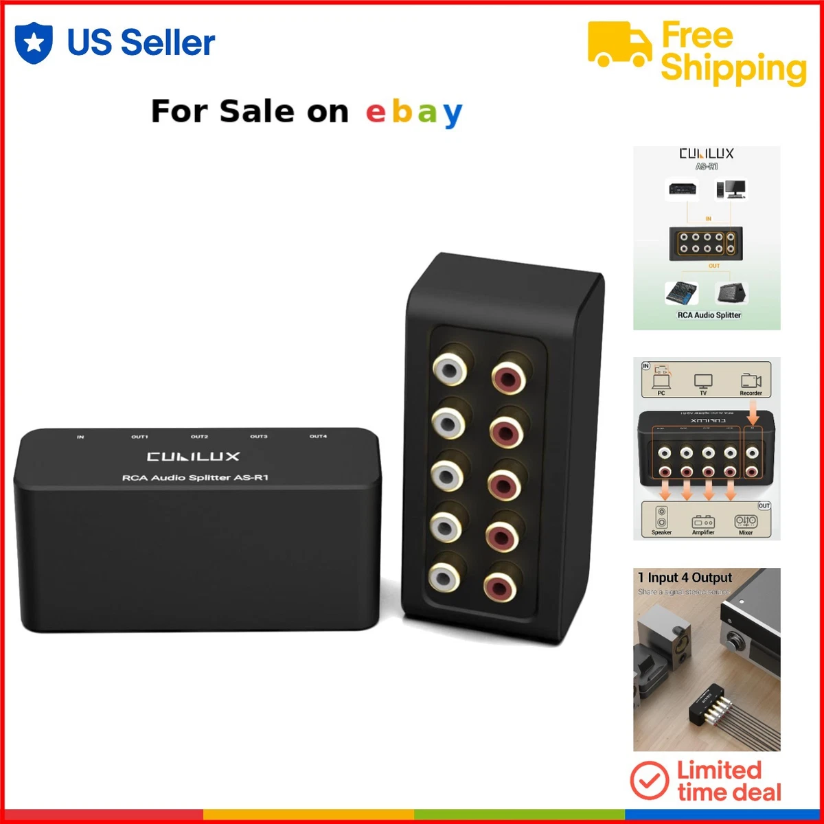 Splitter Cavo A Y Audiocrast In Alluminio 1 A 2 &ndash; Adattatore Per Cavo Audio HiFi, Connettore Di Alta Qualit&agrave;