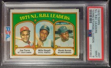 1972 Topps #87 Hank Aaron Willie Stargell 1971 NL RBI Leaders PSA 9 MINT!