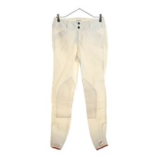 HERMES Size38 Serie Button H Logo Patch Cotton Nylon Stretch Tapered Pants White