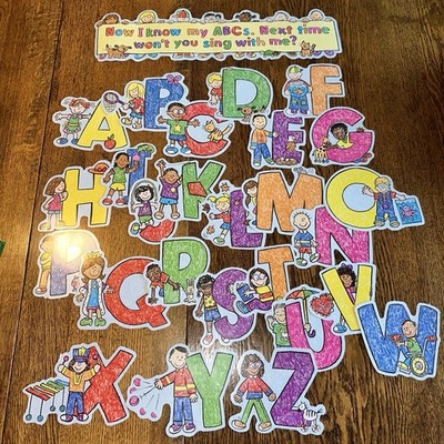 Vtg 90s Y2K Carson Dellosa Kid Drawn Alphabet Letters ABC Bulletin Board Set