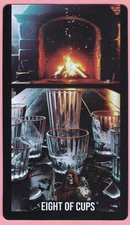 Eight of Cups, Santa Muerte Colors, Single Swap Tarot Card, 2 ¾" x 4 ¾" - NM