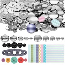 100PCS Cover Button Tool Kit with 5 Sizes 8 DIY Fabric for Clothes Sewing Crafts
