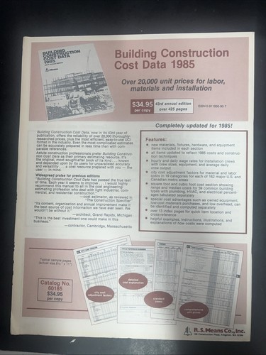 R.S. Means Co Inc construction casting simplified 1985 Summer catalog - Foto 2 di 3