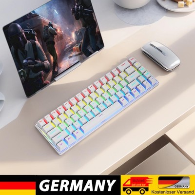 Wired Mechanical Gaming Keyboard 68 Keys RGB Computer Keyboard (White Red)