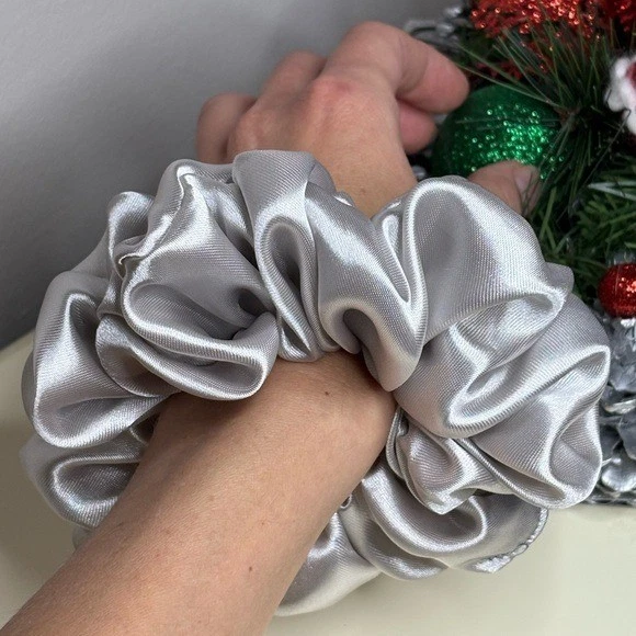Christmas Silver Satin Hair Scrunchie in Gift Box - Image 2 of 4