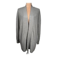 Lululemon Womens Sz 6 Cardigan Sweater Long Line Gray Wool Blend Pockets Fall