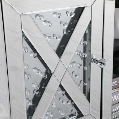 Elegant Decor Modern 2 Door 59" Clear Crystal Mirrored TV Stand - Picture 11 of 11