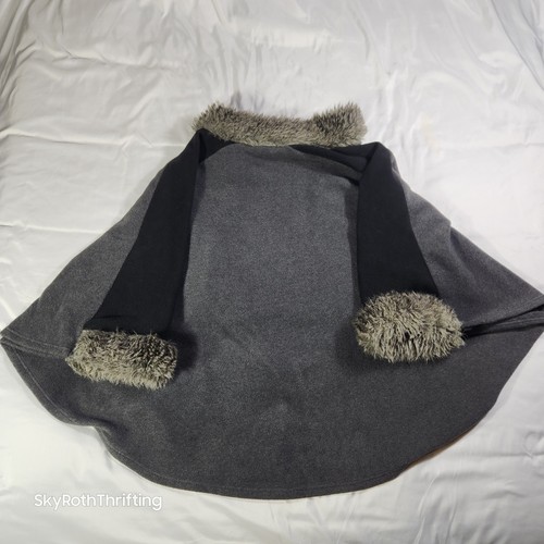 Parkhurst Women’s Cape Fleece One Size Gray Faux Fur Collar Cuffs Made In Canada - Imagen 10 de 11