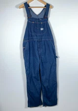 VTG Big Mac Denim Overalls 44 x 30 Blue Square Bak Union Workwear