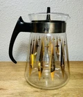 Vtg PYREX MCM Coffee Pot Carafe  Gold Atomic Diamond