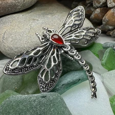 Dragonfly Brooch Large Ladies Insect Marcasite Boho Pin 925
