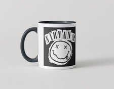 Nirvana Band Logo 11Oz Ceramic Mug Black/White Smiley Novelty Premium Quality!