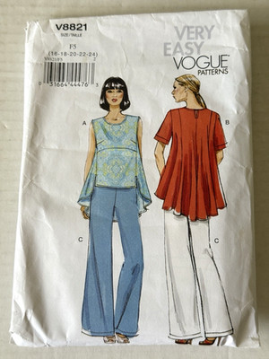 Vogue Sewing Pattern V8821 Misses Tunics and Pants Size F5 - 16 To 24 Cut - 2012