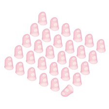 Pink Silicone Finger Tips Protectors Breathable Caps, S, 30 Pcs