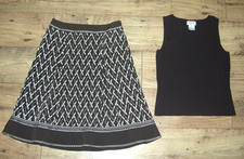 NEW ANN TAYLOR BROWN EMBROIDERED LINED SKIRT 4 TALBOTS KNIT TANK PS OUTFIT SET