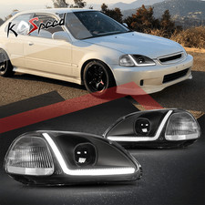 Led Drl Black Housing Clear Corner Projector Headlights For 96-98 Honda Civic Led Drl Black Housing Clear Corner Projector Headlights For 96-98 Honda Civic