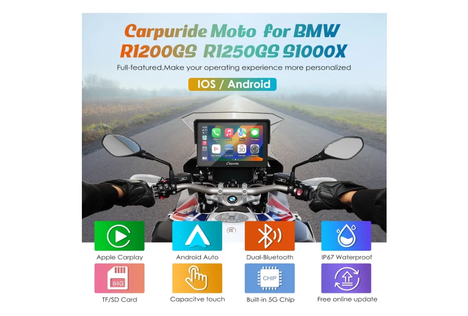 Carpuride w502B Motorrad-Carplay-Bildschirm für R1200GS R1250GS S1000XR Motorrad - Bild 3 von 3