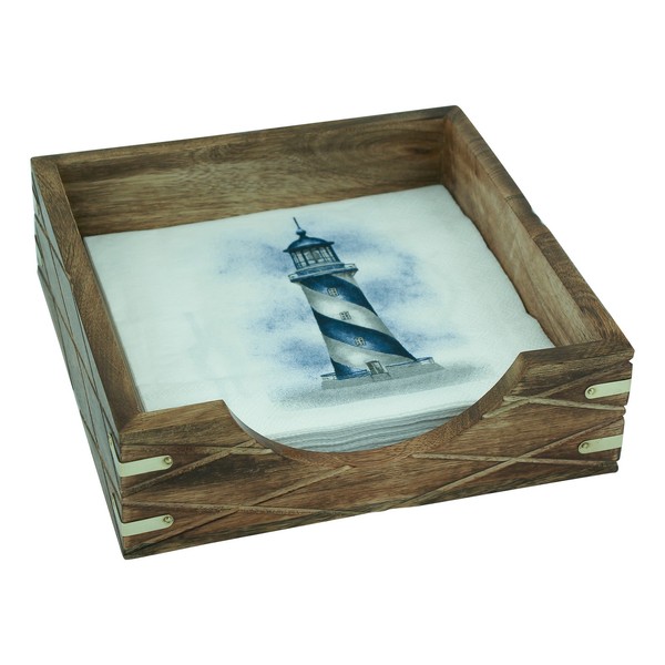 Ablage FüR Servietten Esstisch Aus Holz/Messing 11,5 X 5,8 Cm Sea-Club-image